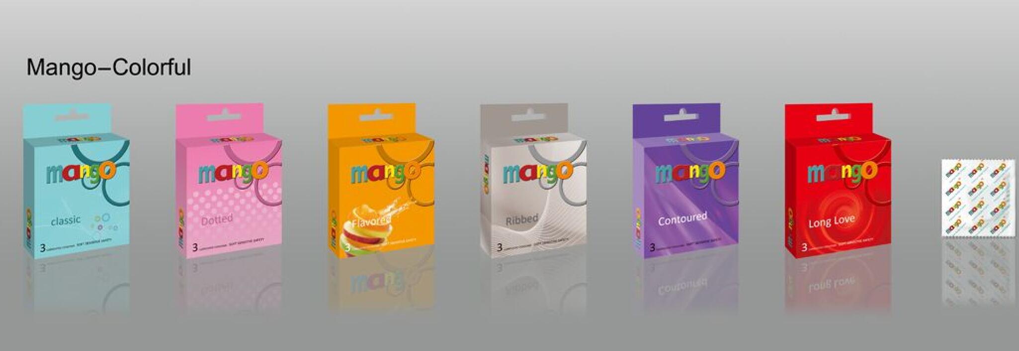 Mango brand condom colorful design for your option