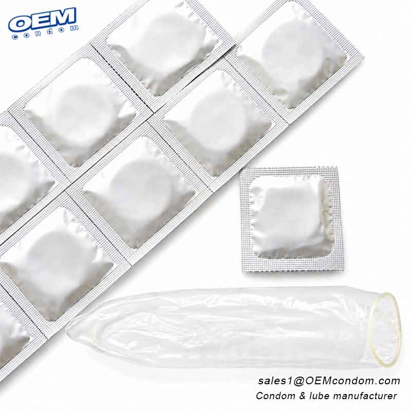 Latex condom without printed label