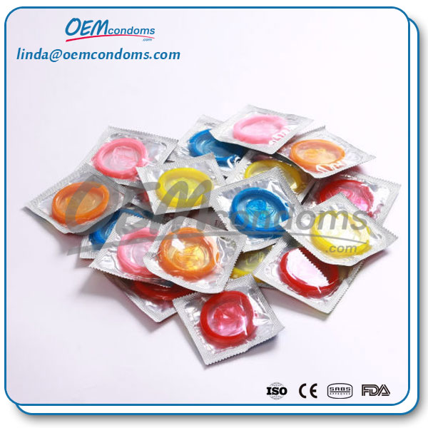 Colored condoms are lubricated for your pleasure.