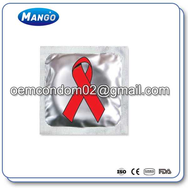 Red ribbon aids awareness condoms