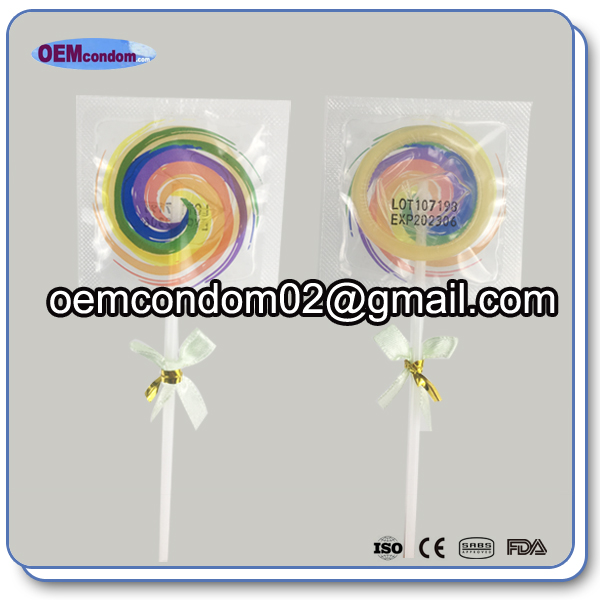 lollipop candy condom,gift condom,promotion condom