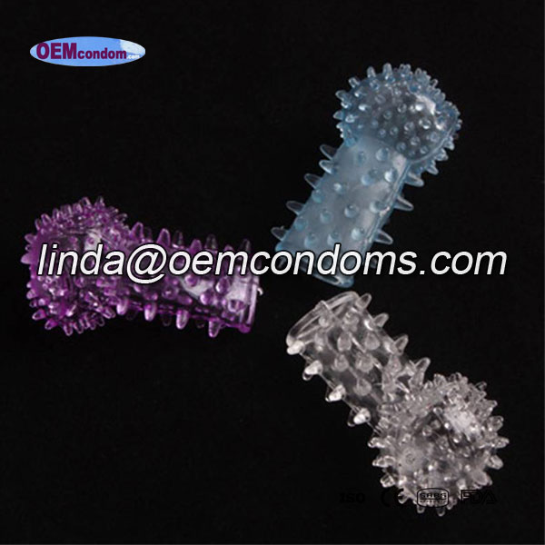 finger dotted condom, crystal finger condom