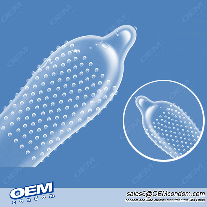 Studded condom with logo for Added Pleasure