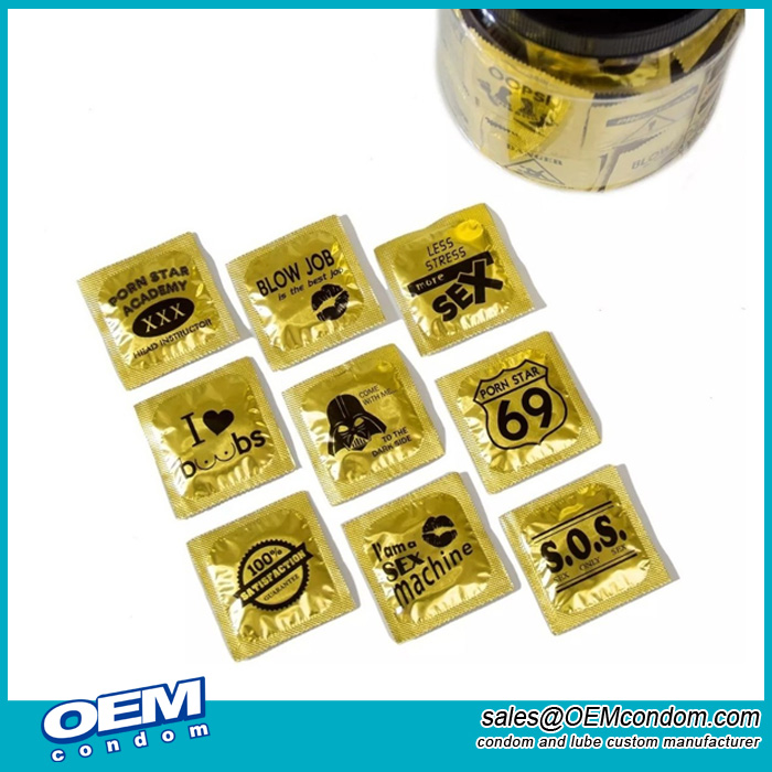 gold golden foil wrapper condom size