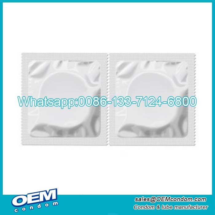 Custom white foil condoms